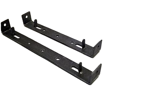 Pair of black steel concrete form clips