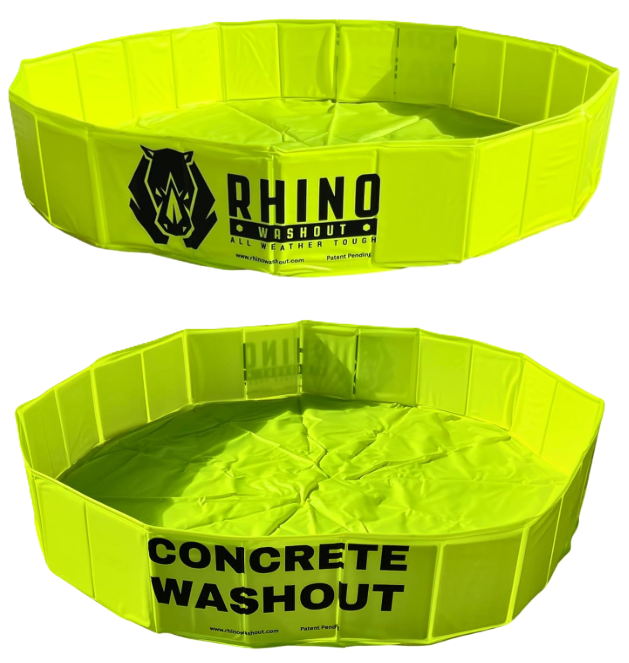 Lime-green collapsible Rhino concrete washout container